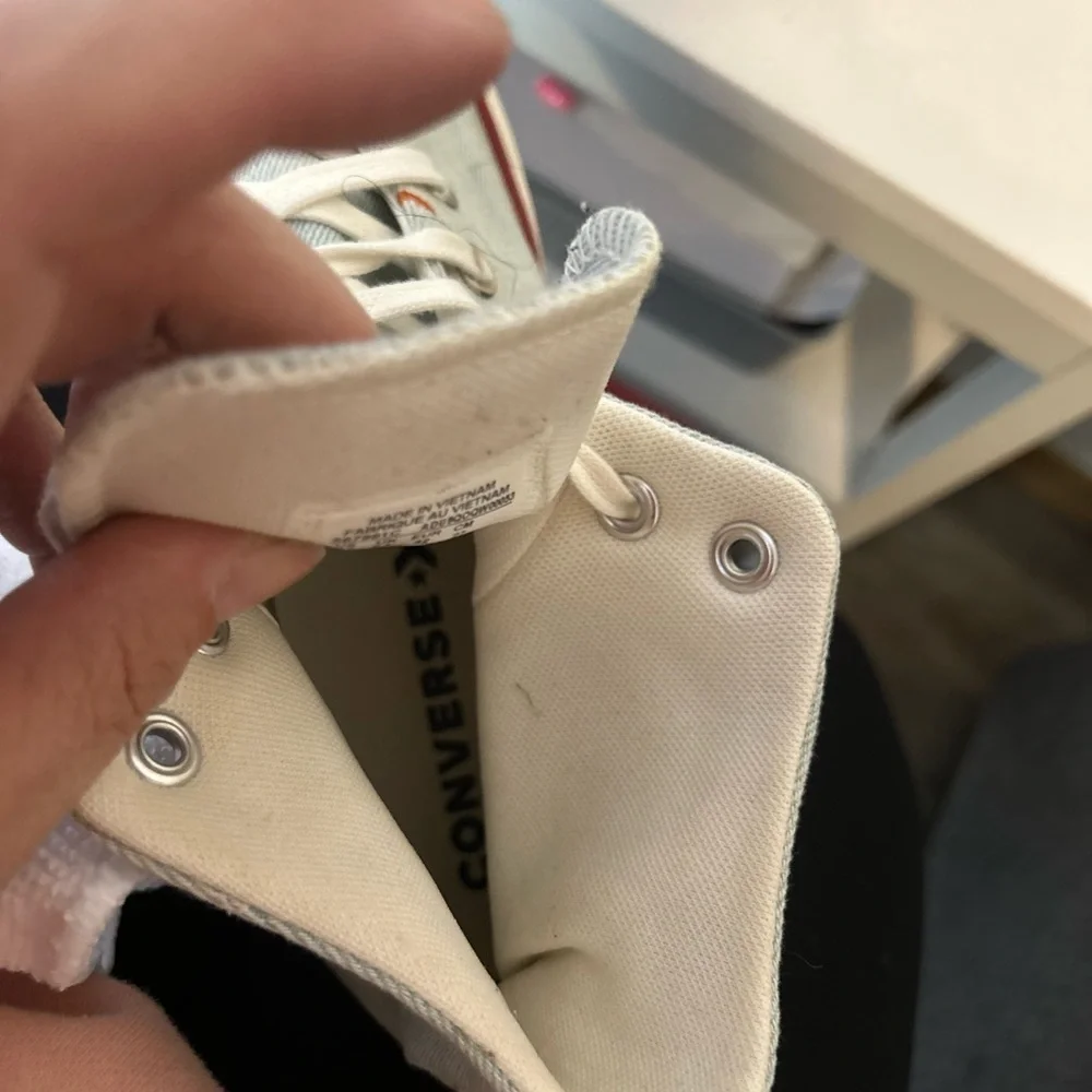 Converse High-Top Sneakers in Light Gray with Rainbow Accents